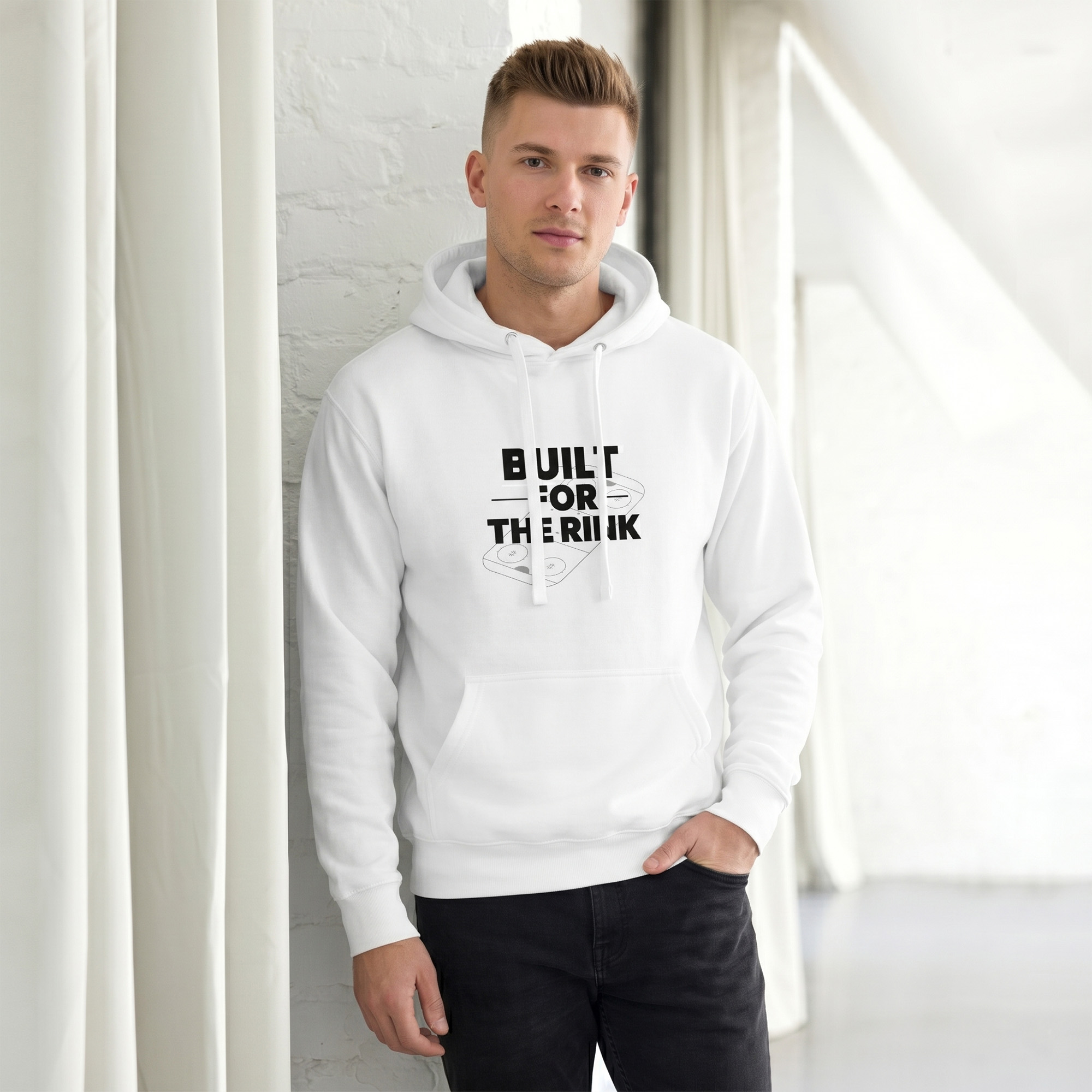 Built For The Rink adult hockey hoodie in white Built For The Rink adult hockey hoodie in white