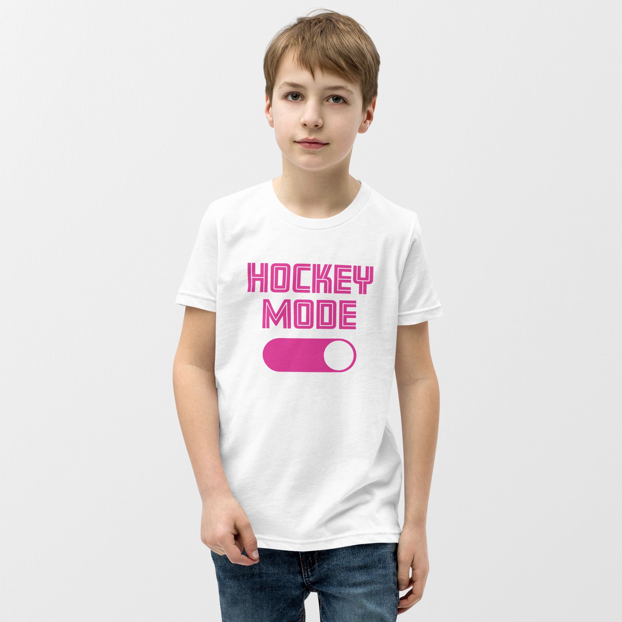 Hockey Mode Youth T-Shirt - White - Pink Edition